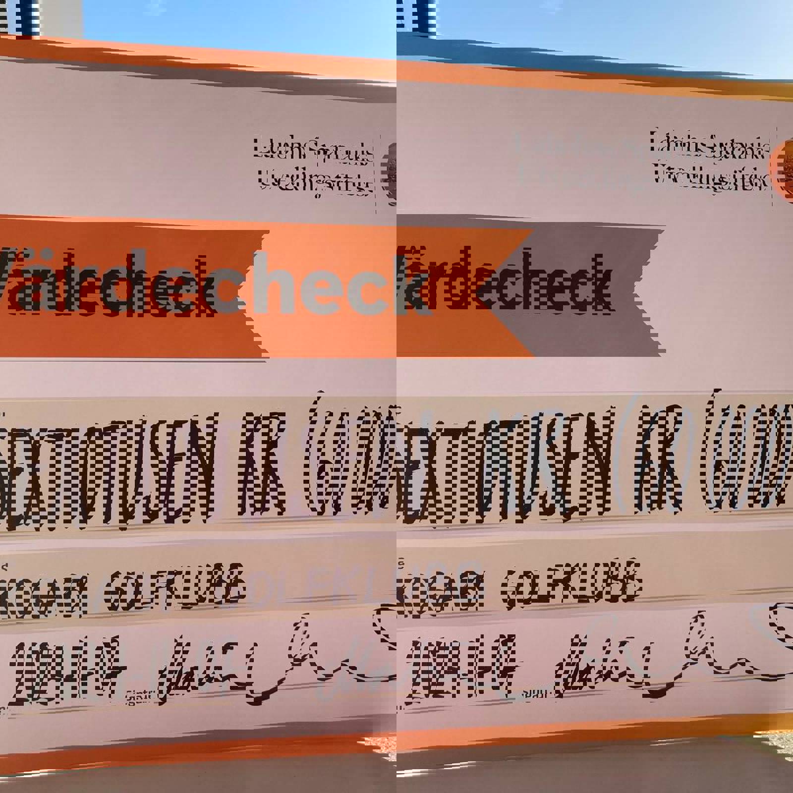 Laholms Sparbanksstiftelses Check